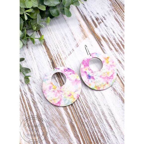 December Lily Boutique Jewelry - Tie-Dye Psychedelic Luna Leather Earring